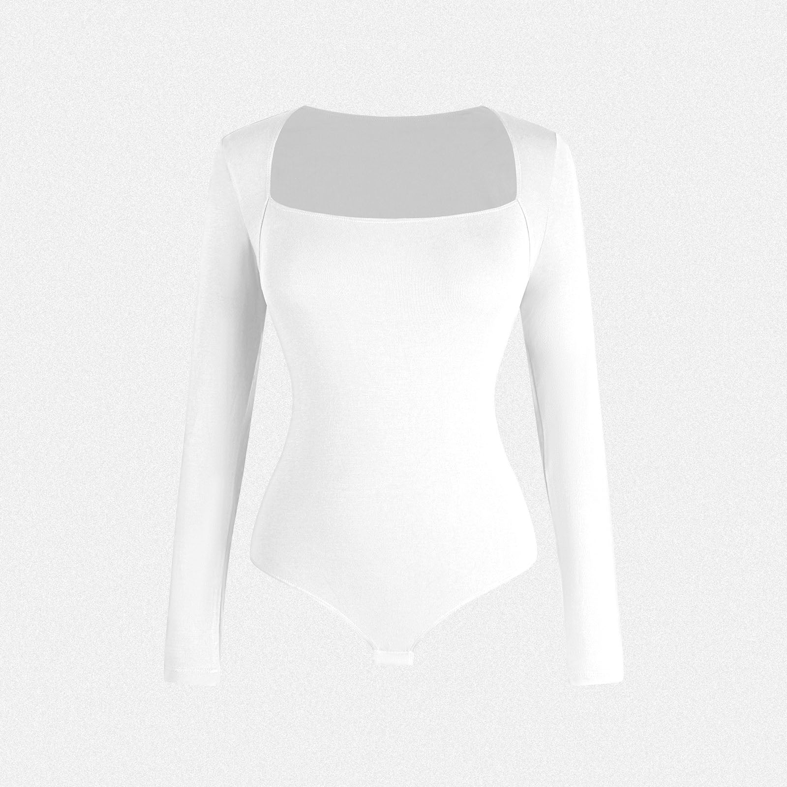 Shaperin Long Sleeve Curved Square Neck Bodysuit Top