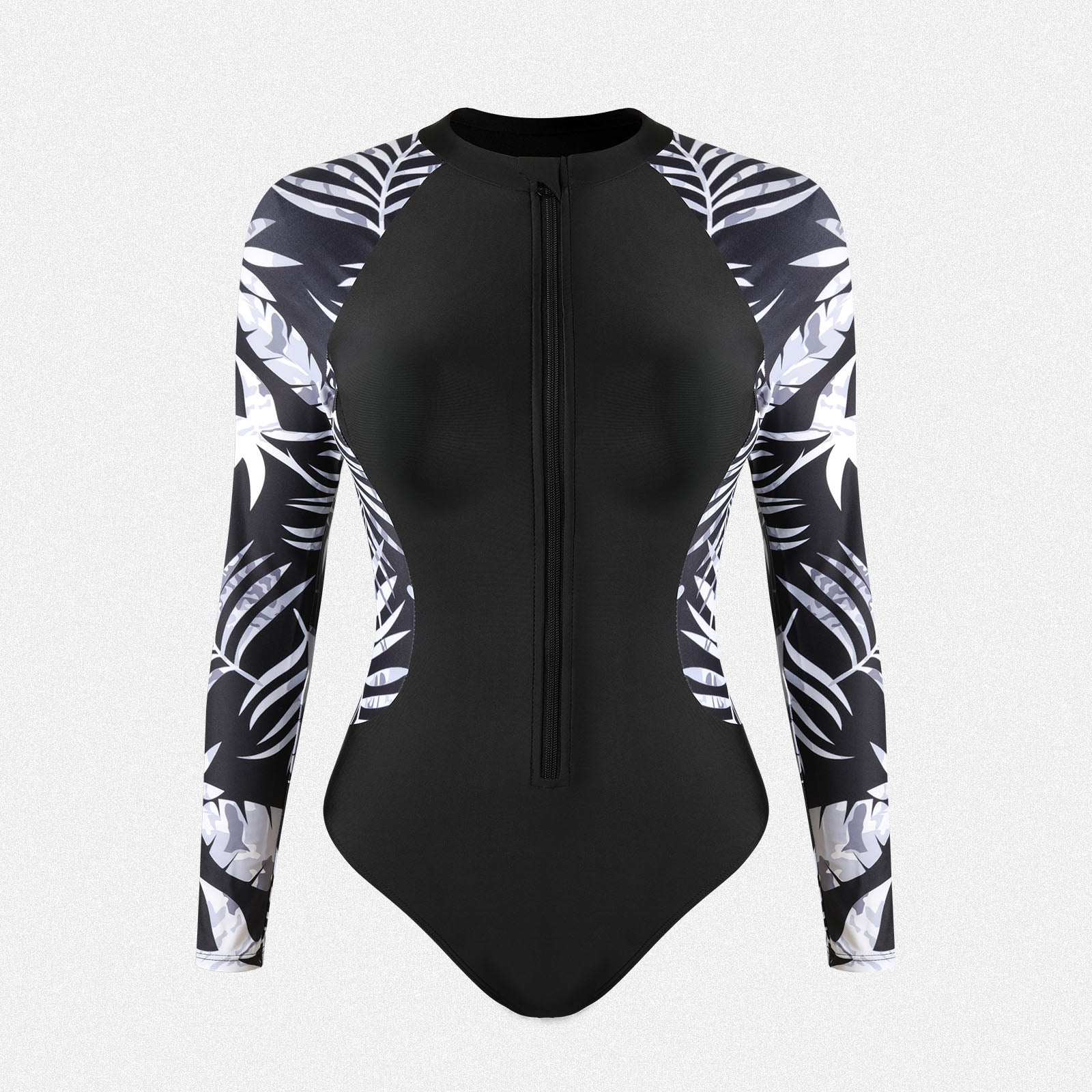 Shaperin Long Sleeve One-Piece Rash Guard UV Zip Swimsuit