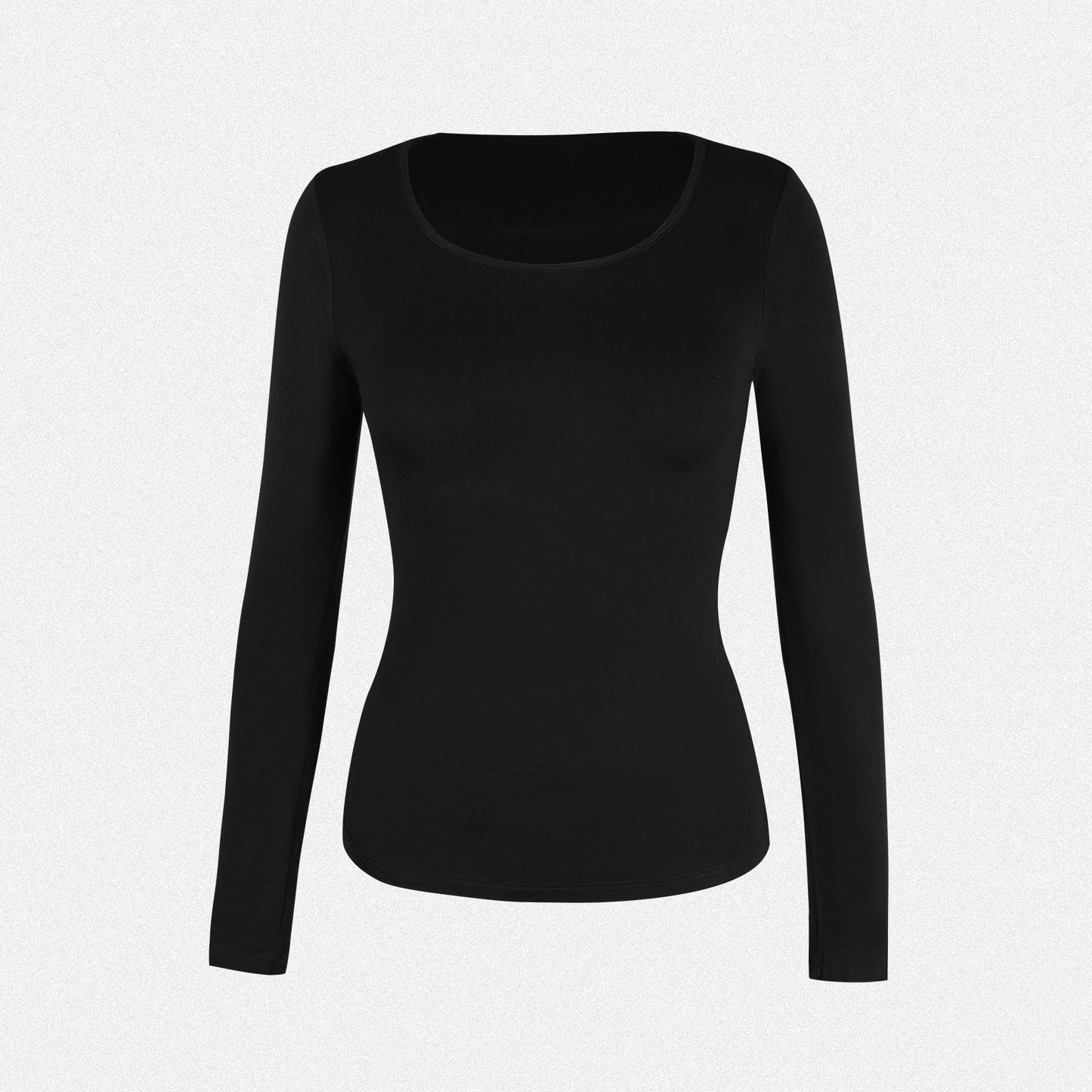 Shaperin Long Sleeve Scoop Neck Basic Slim Fit Top