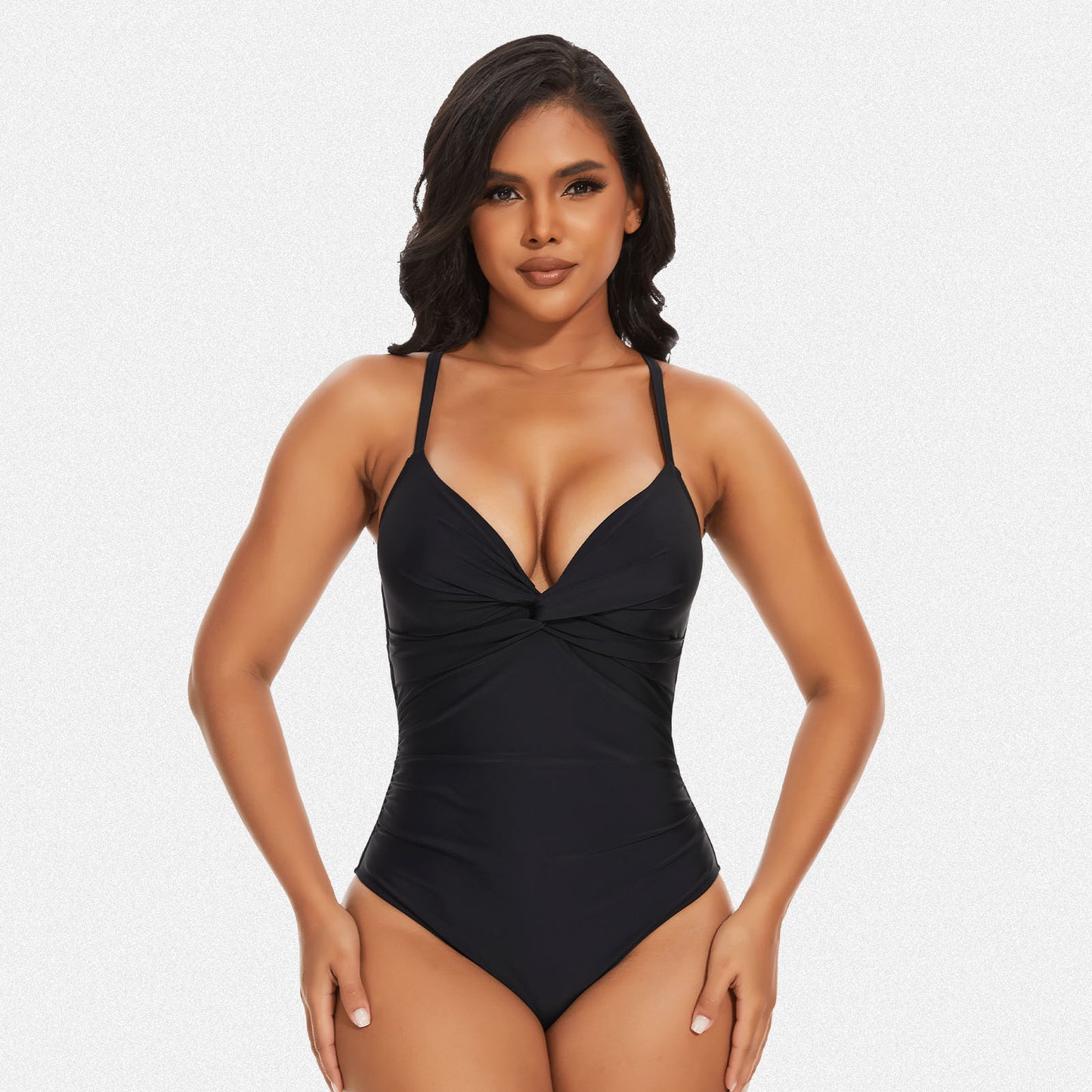 Shaperin Tummy Control One Piece Cross Back Slimming Swimsuit