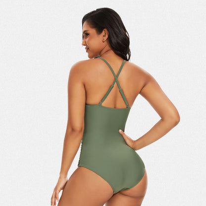 Shaperin Tummy Control One Piece Cross Back Slimming Swimsuit