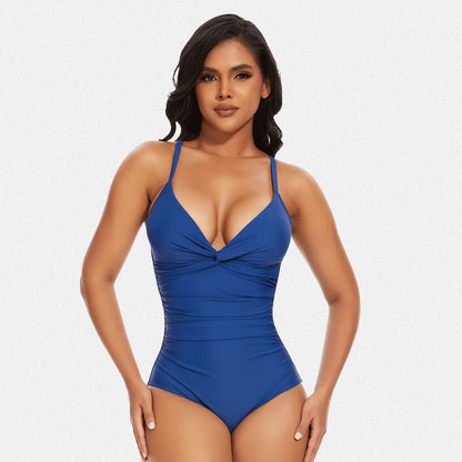 Shaperin Tummy Control One Piece Cross Back Slimming Swimsuit