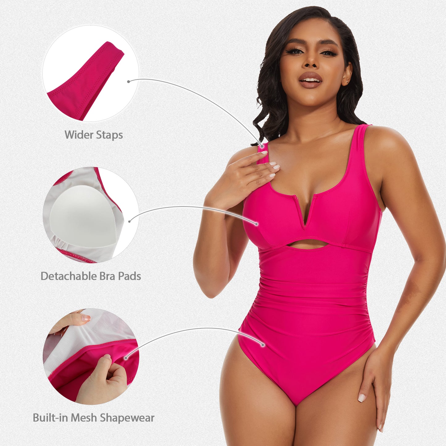 Shaperin Tummy Control One Piece Sexy Cutout Swimsuit