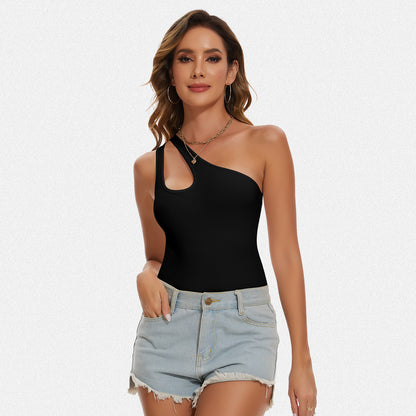 Shaperin One Shoulder Sleeveless Going Out Bodysuits Tops