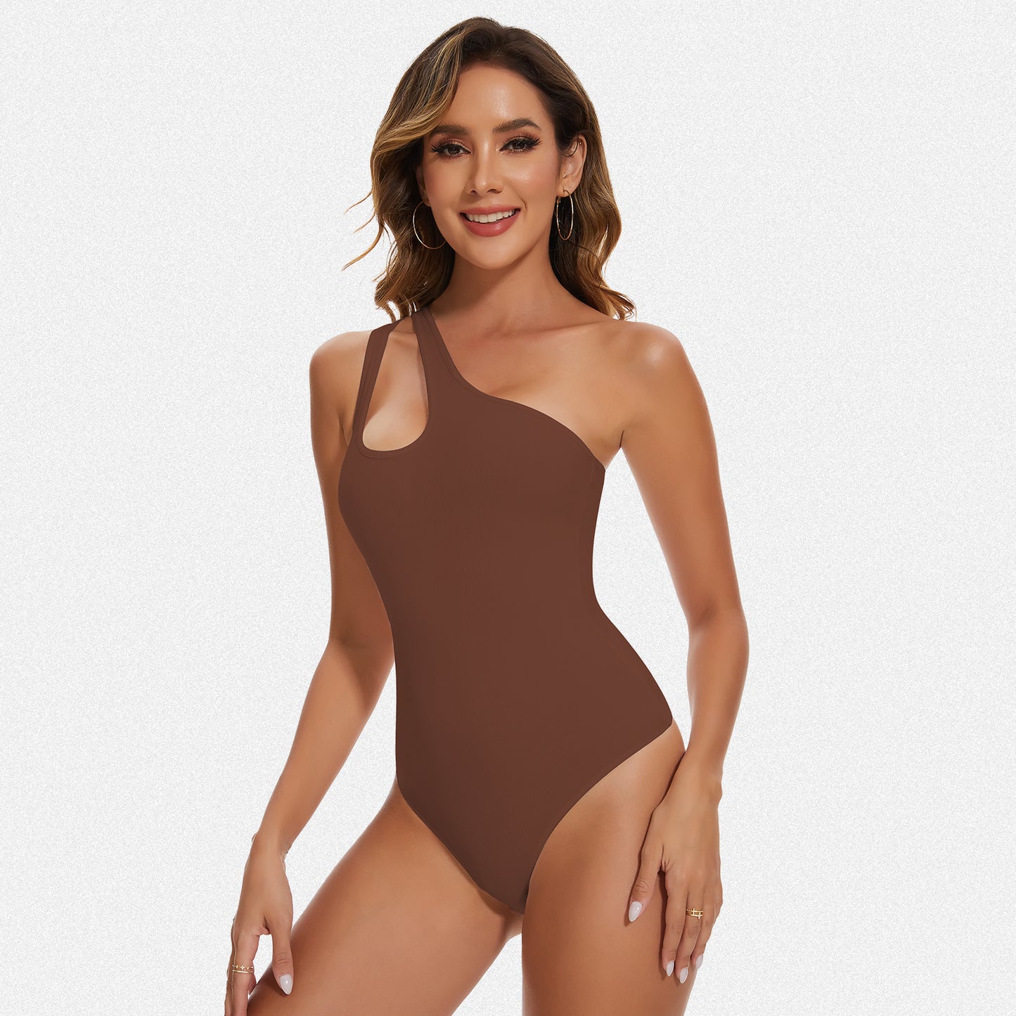 Shaperin One Shoulder Sleeveless Going Out Bodysuits Tops