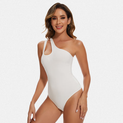 Shaperin One Shoulder Sleeveless Going Out Bodysuits Tops