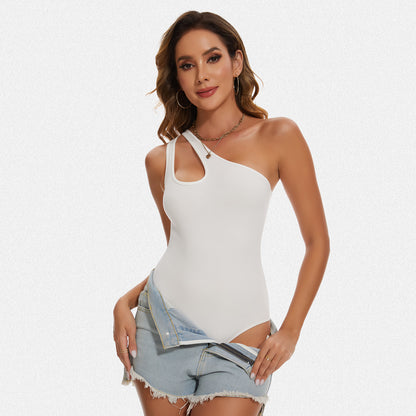 Shaperin One Shoulder Sleeveless Going Out Bodysuits Tops