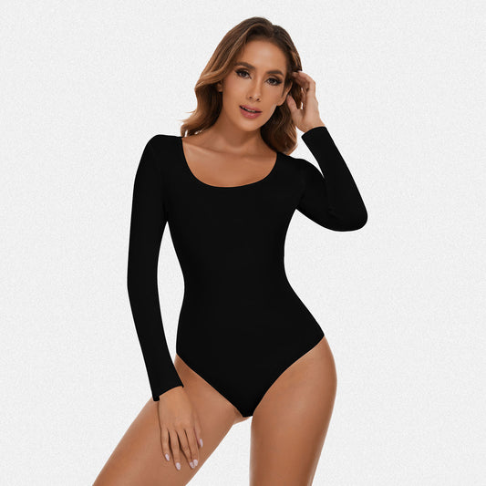 Shaperin Round Neck Long Sleeve Bodysuit Top