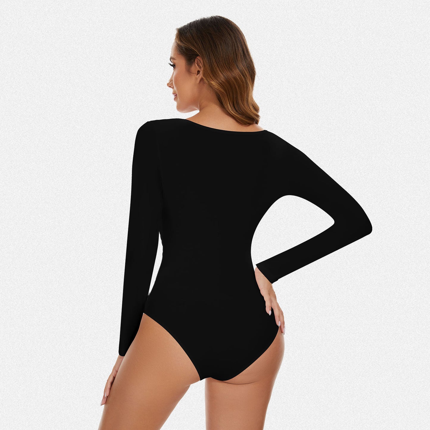 Shaperin Round Neck Long Sleeve Bodysuit Top