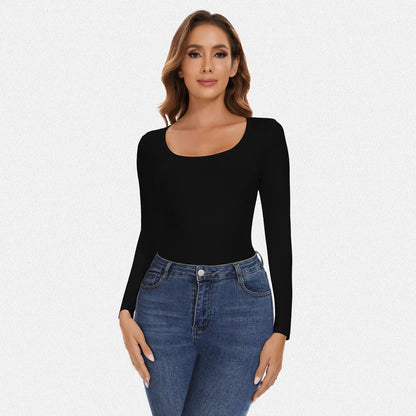 Shaperin Round Neck Long Sleeve Bodysuit Top