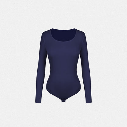 Shaperin Round Neck Long Sleeve Bodysuit Top