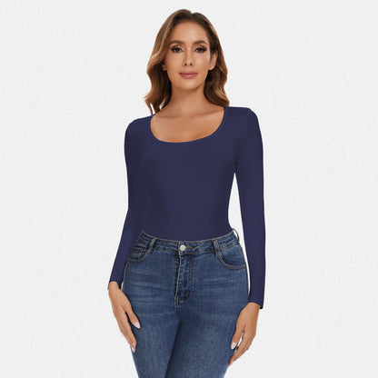 Shaperin Round Neck Long Sleeve Bodysuit Top