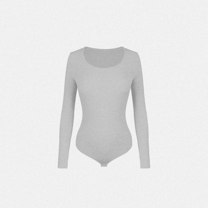 Shaperin Round Neck Long Sleeve Bodysuit Top