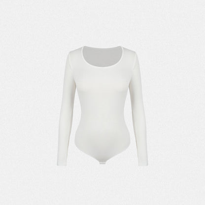 Shaperin Round Neck Long Sleeve Bodysuit Top