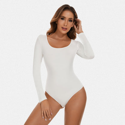 Shaperin Round Neck Long Sleeve Bodysuit Top