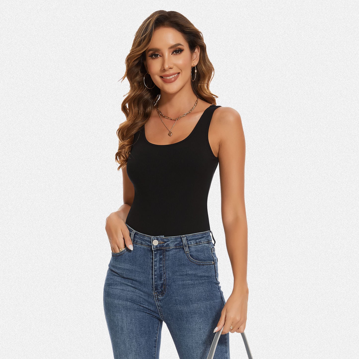 Shaperin Round Neck Tank Sleeveless Bodysuit Top