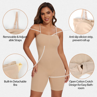 Shaperin Seamless Mid Thigh Strapless Shapewear Bodysuit