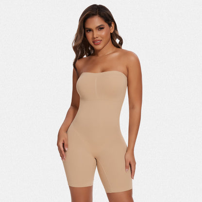 Shaperin Seamless Mid Thigh Strapless Shapewear Bodysuit