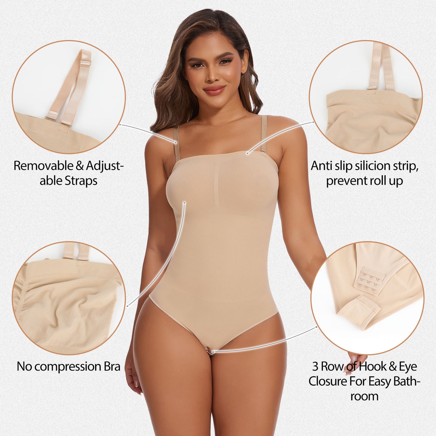 Shaperin Seamless Strapless Shapewear Bodysuit