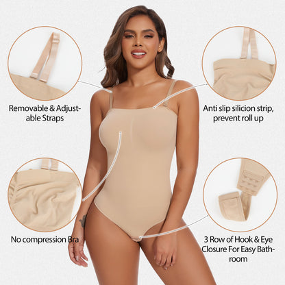 Shaperin Seamless Strapless Shapewear Bodysuit Thong