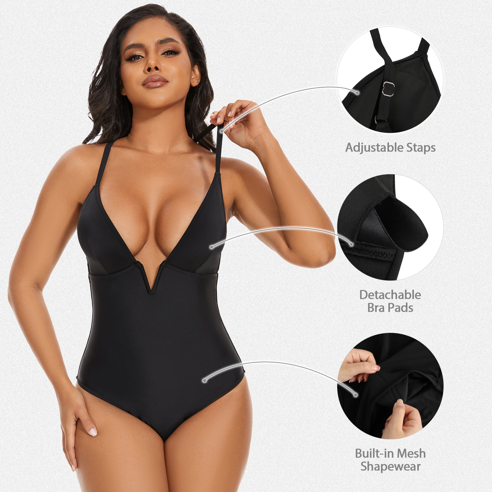 Shaperin Sexy Deep V Neck Swimsuit