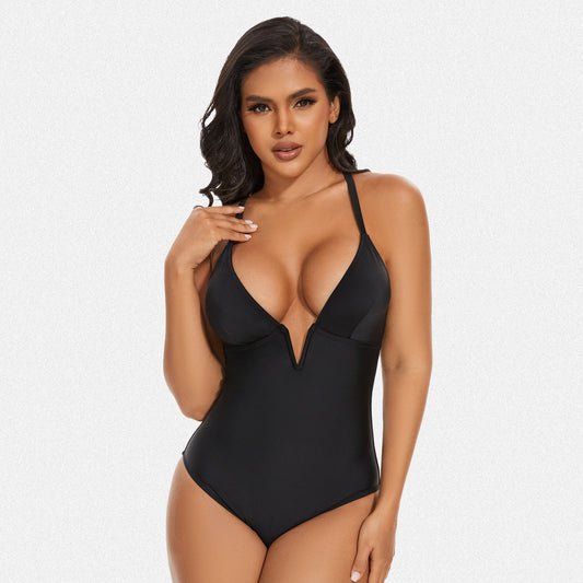 Shaperin Tummy Control Deep V Neck Shapewear Swimsuit