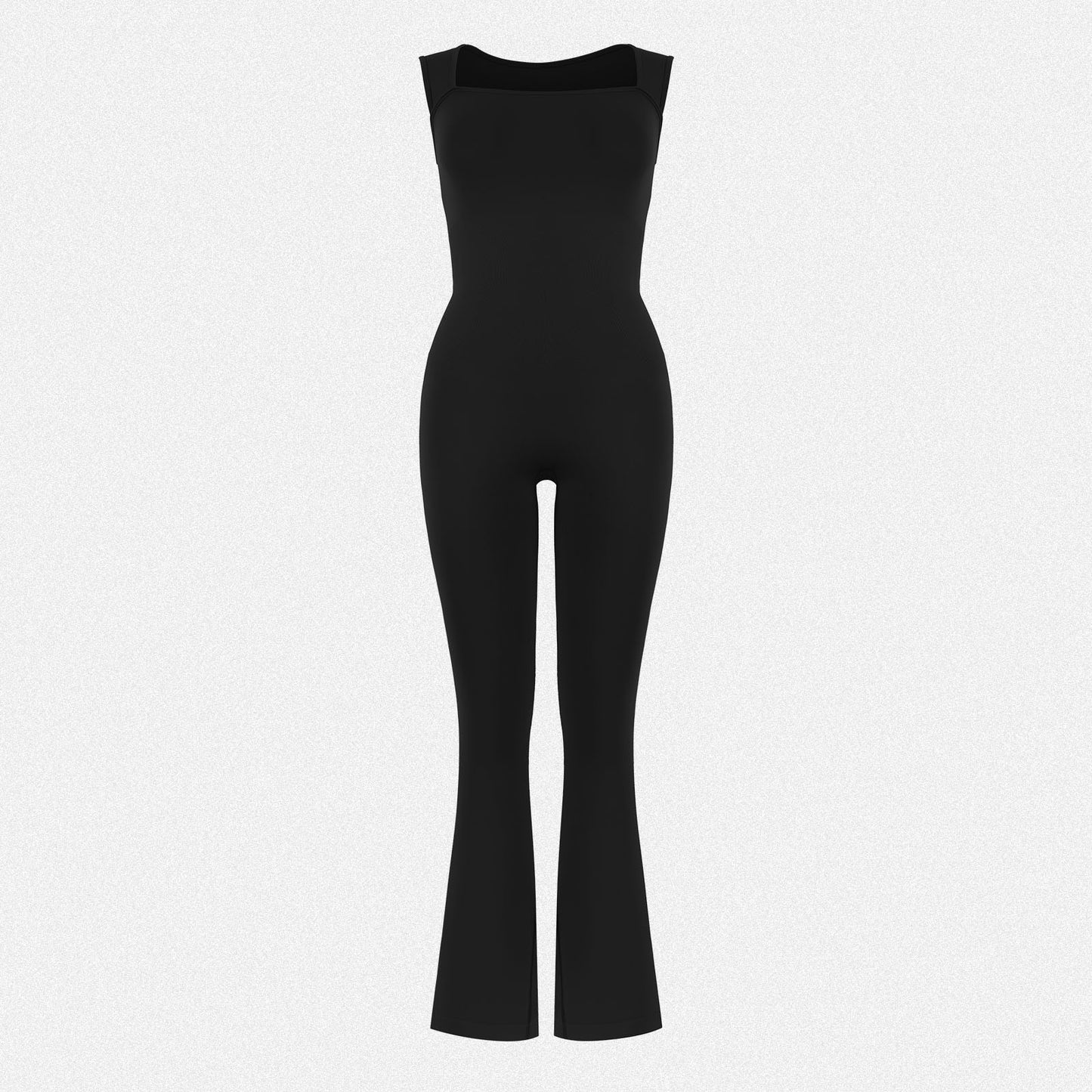 Shaperin Sleeveless Suqare Neck Flared Leggings Workout Unitard Jumpsuit