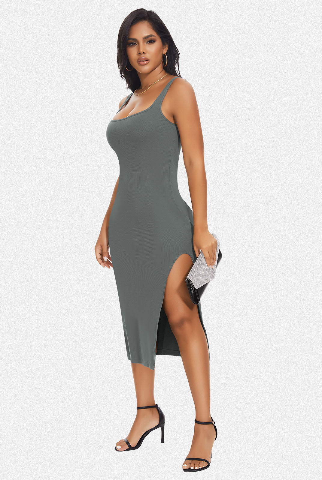 bodycon dress tummy control Tummy Control Solid Bodycon Dress for Women Short Sleeve Crewneck Wrap Sundress with Pockets Casual Party Dresses