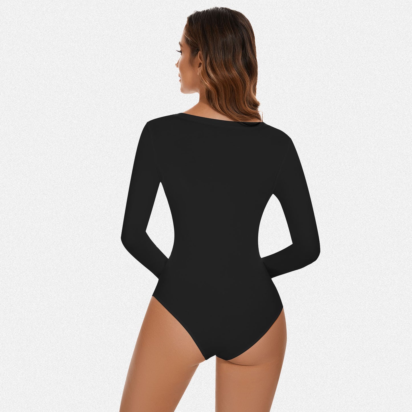 Shaperin V Neck Long Sleeve Bodysuit Top