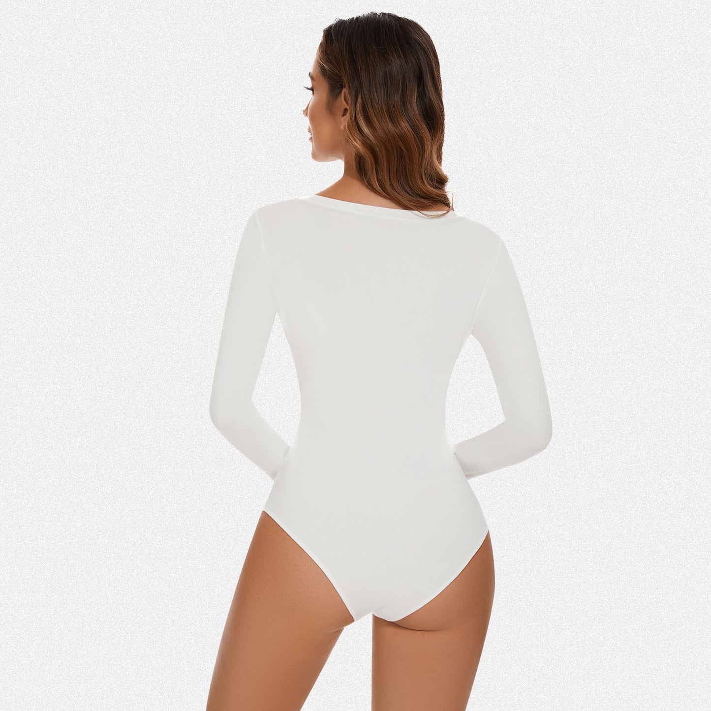 Shaperin V Neck Long Sleeve Bodysuit Top