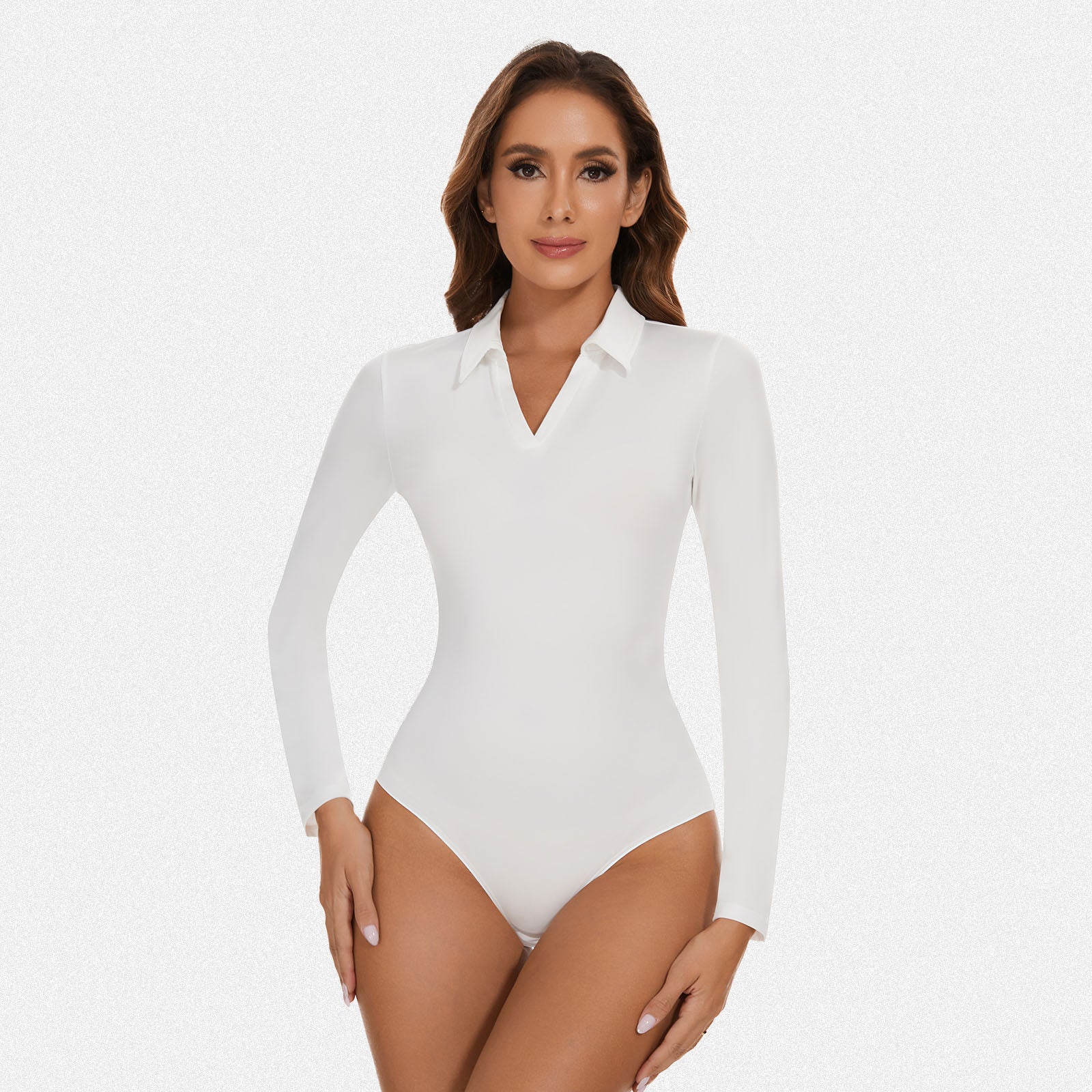 Shaperin V Neck Polo Long Sleeve Bodysuit