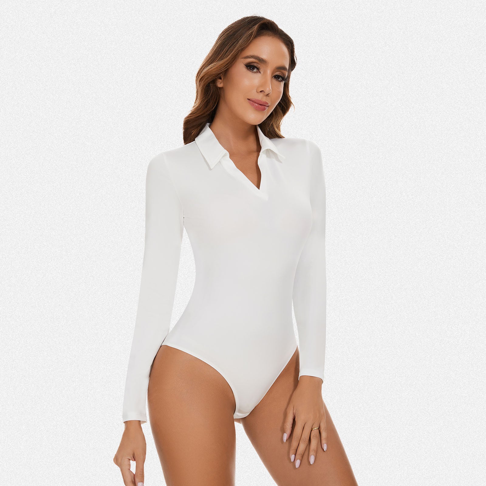 Shaperin V Neck Polo Long Sleeve Bodysuit