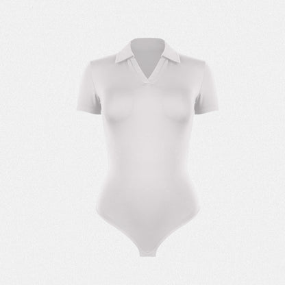 Shaperin V Neck Polo T-shirt Bodysuit Tops