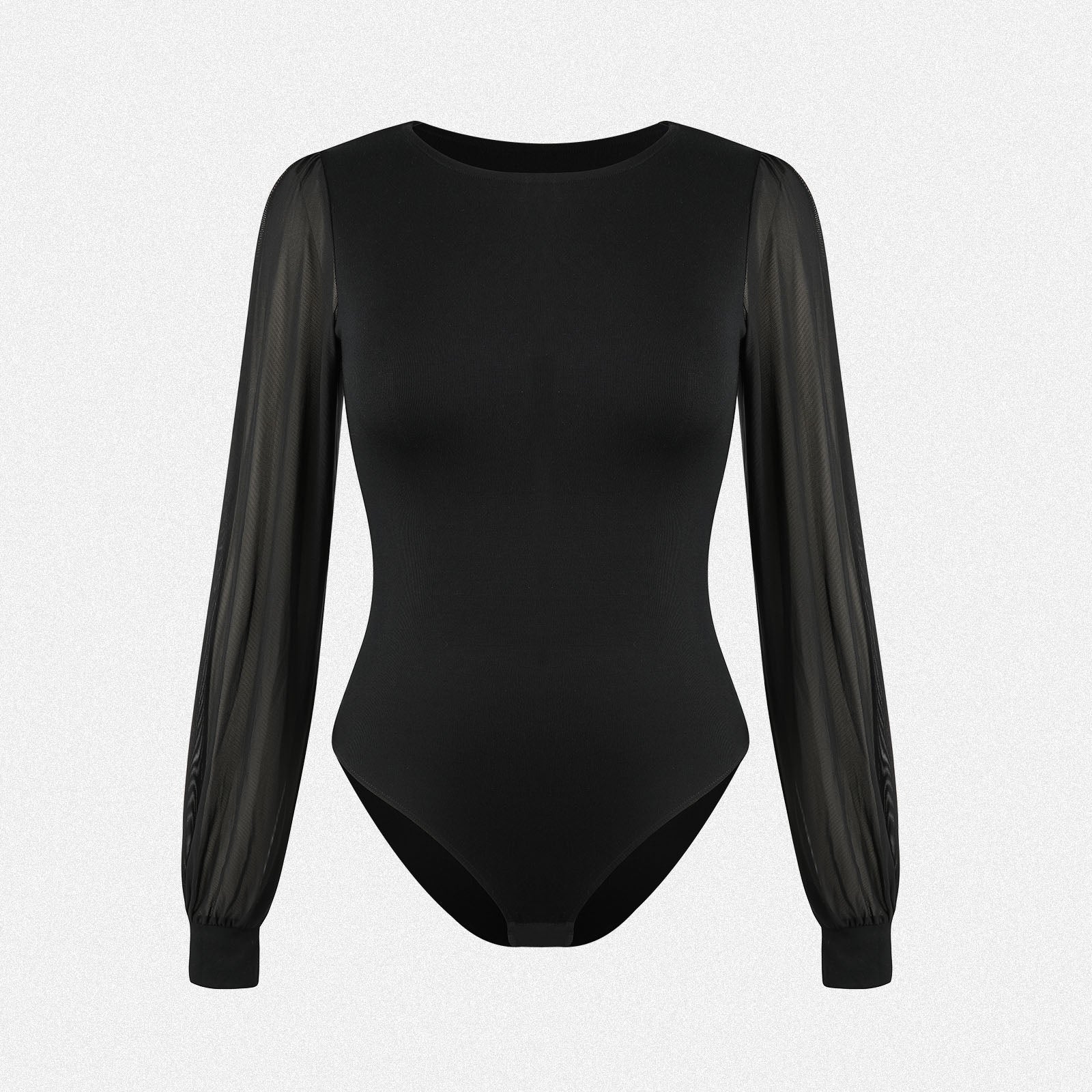 Shaperin Viscose Bodysuit Top with Puff Sleeves & Snap Closure