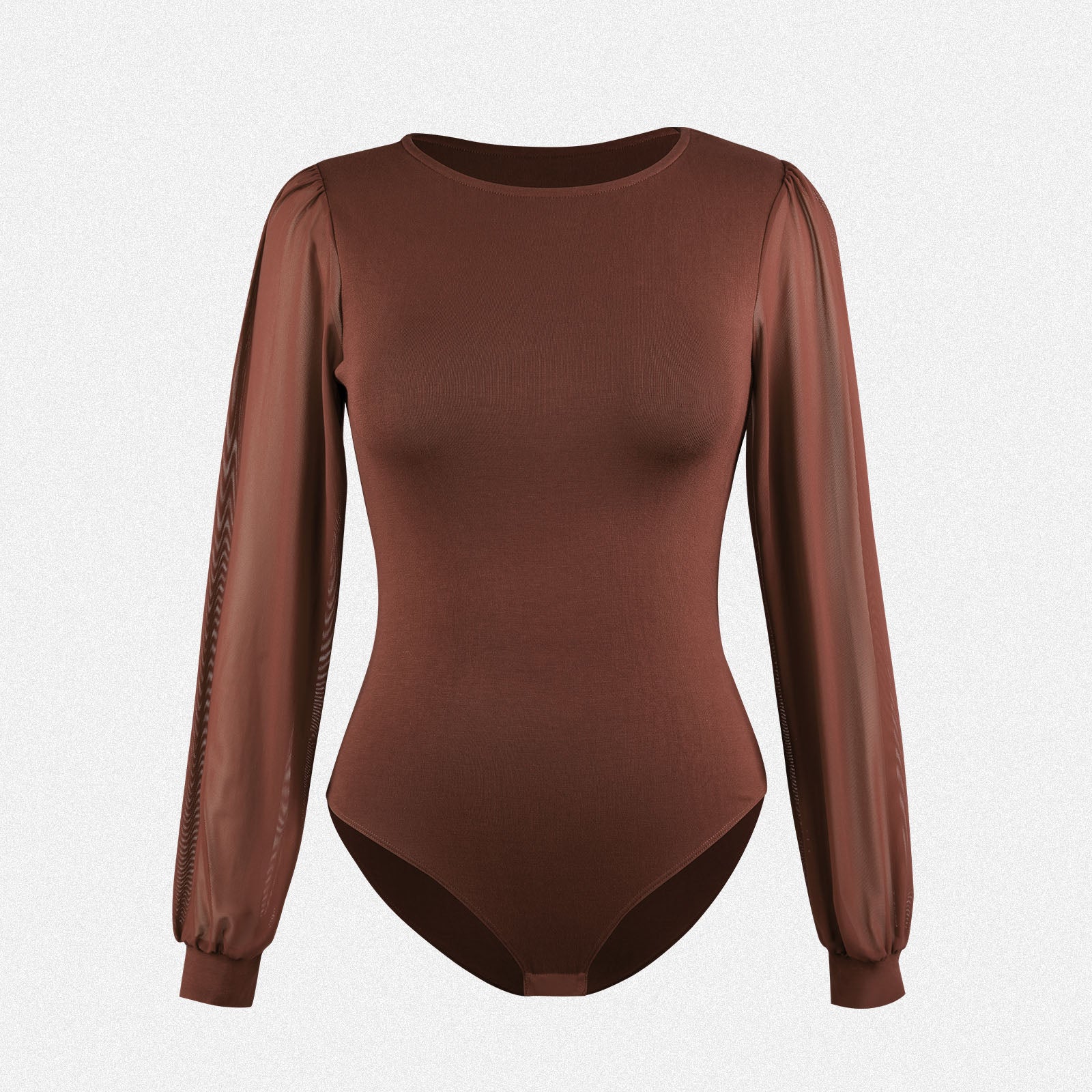 Shaperin Viscose Bodysuit Top with Puff Sleeves & Snap Closure