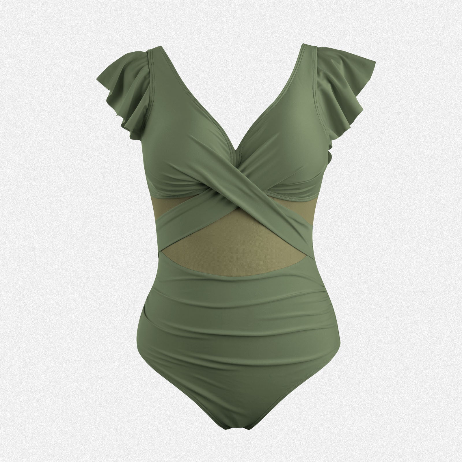 Shaperin One-Piece V Neck Swimwear Push Up Mesh Slimming Swimsuit