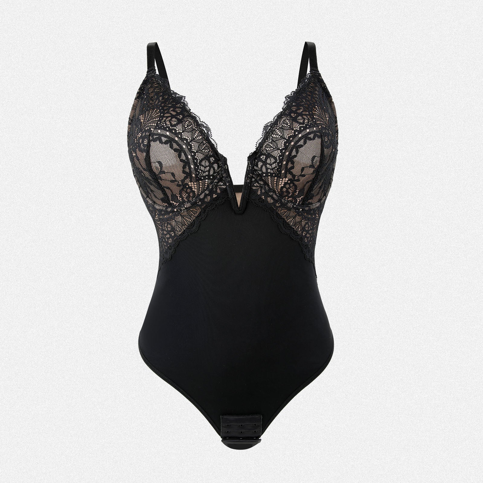 Shaperin Shapewear V Neck Tummy Control Thong Slimming Bodysuit
