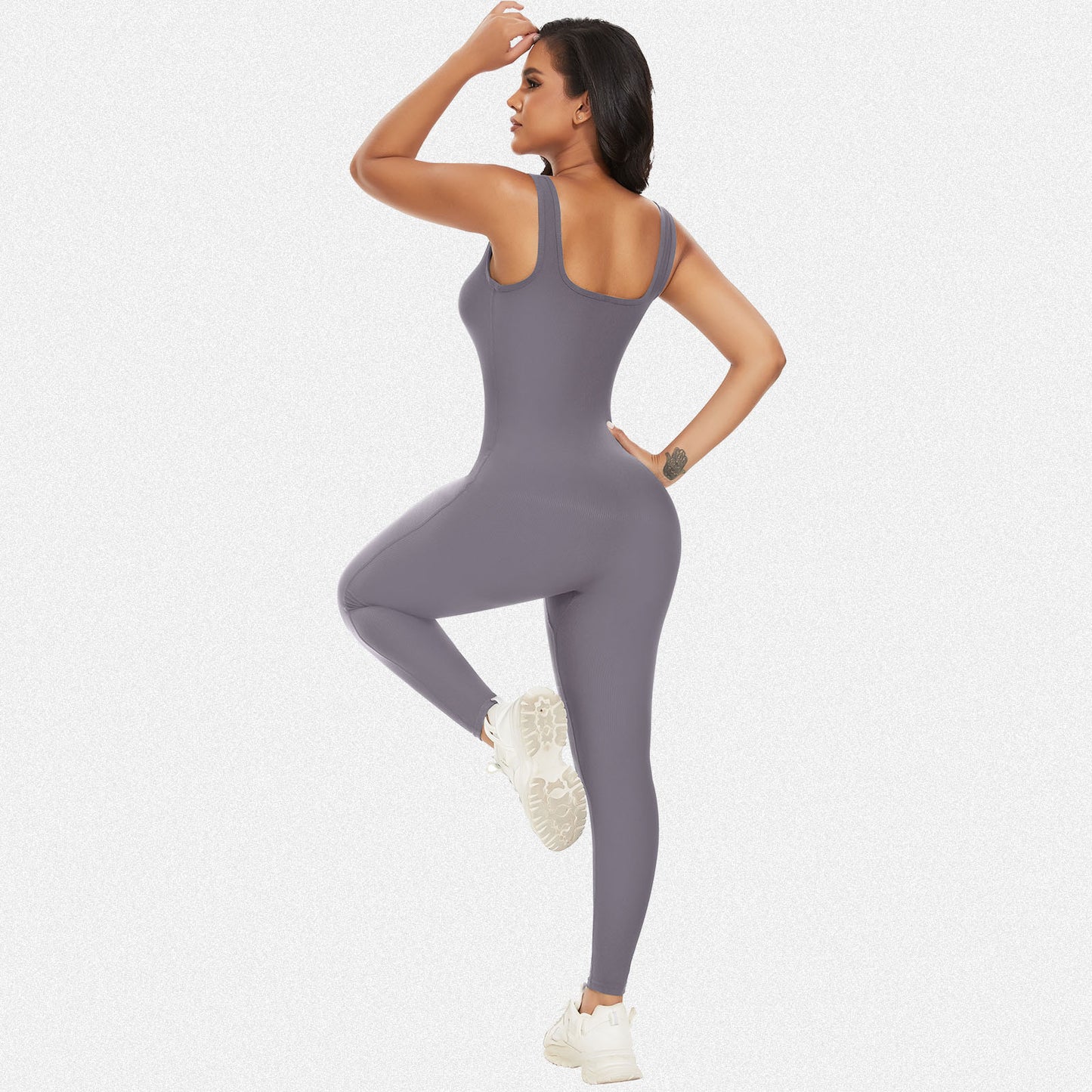 Shaperin Workout Seamless Jumpsuits Ribbed One Piece Tank Top Jumpsuit