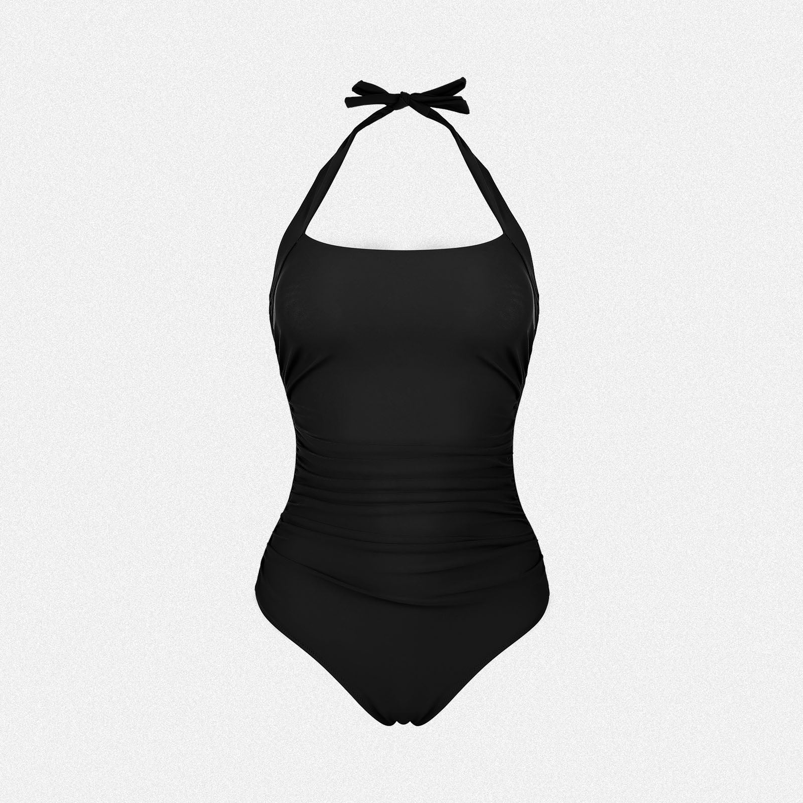 Shaperin Halterneck Tummy Control Pleated One Piece Swimsuit