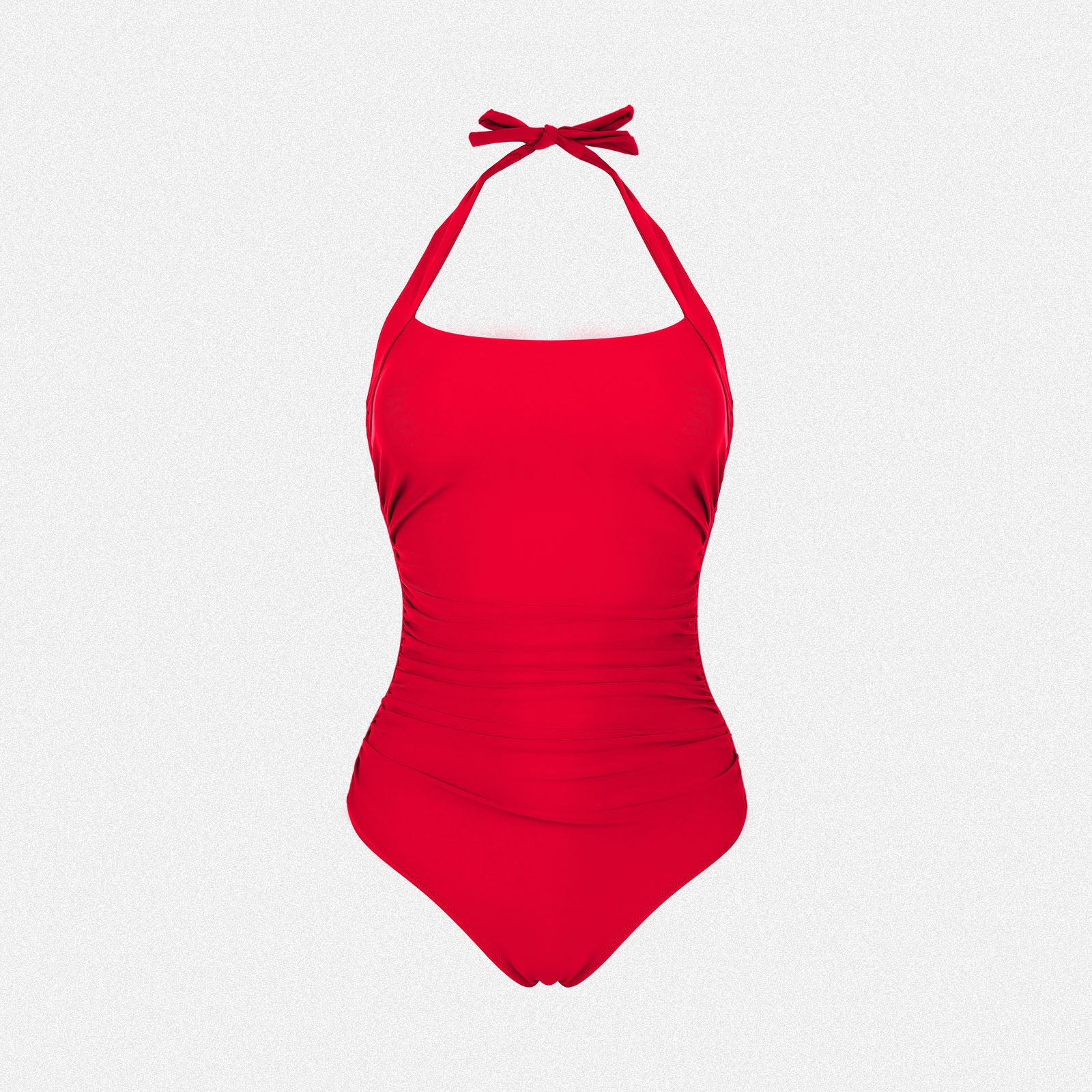 Shaperin Halterneck Tummy Control Pleated One Piece Swimsuit