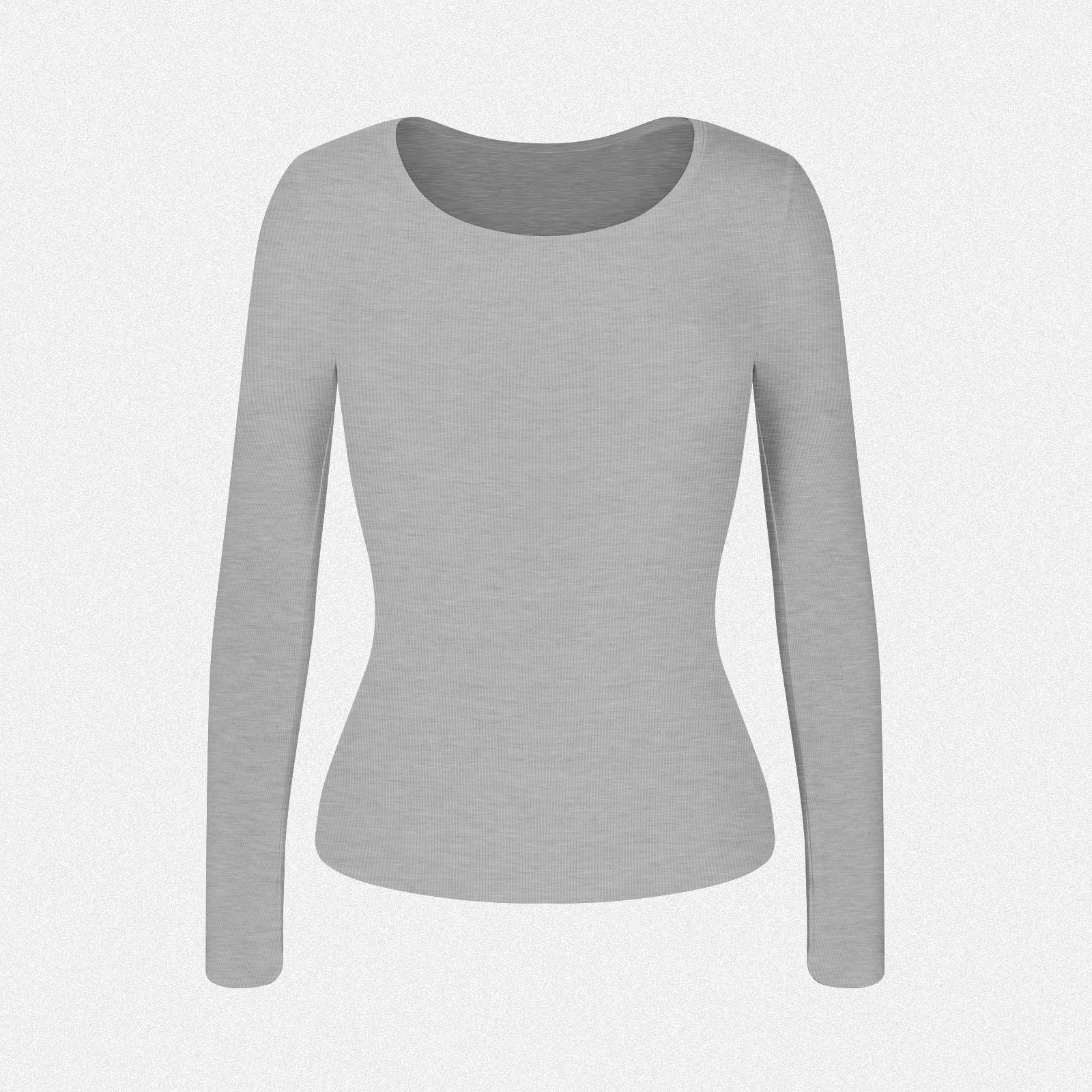 Shaperin Long Sleeve Scoop Neck Basic Slim Fit Top