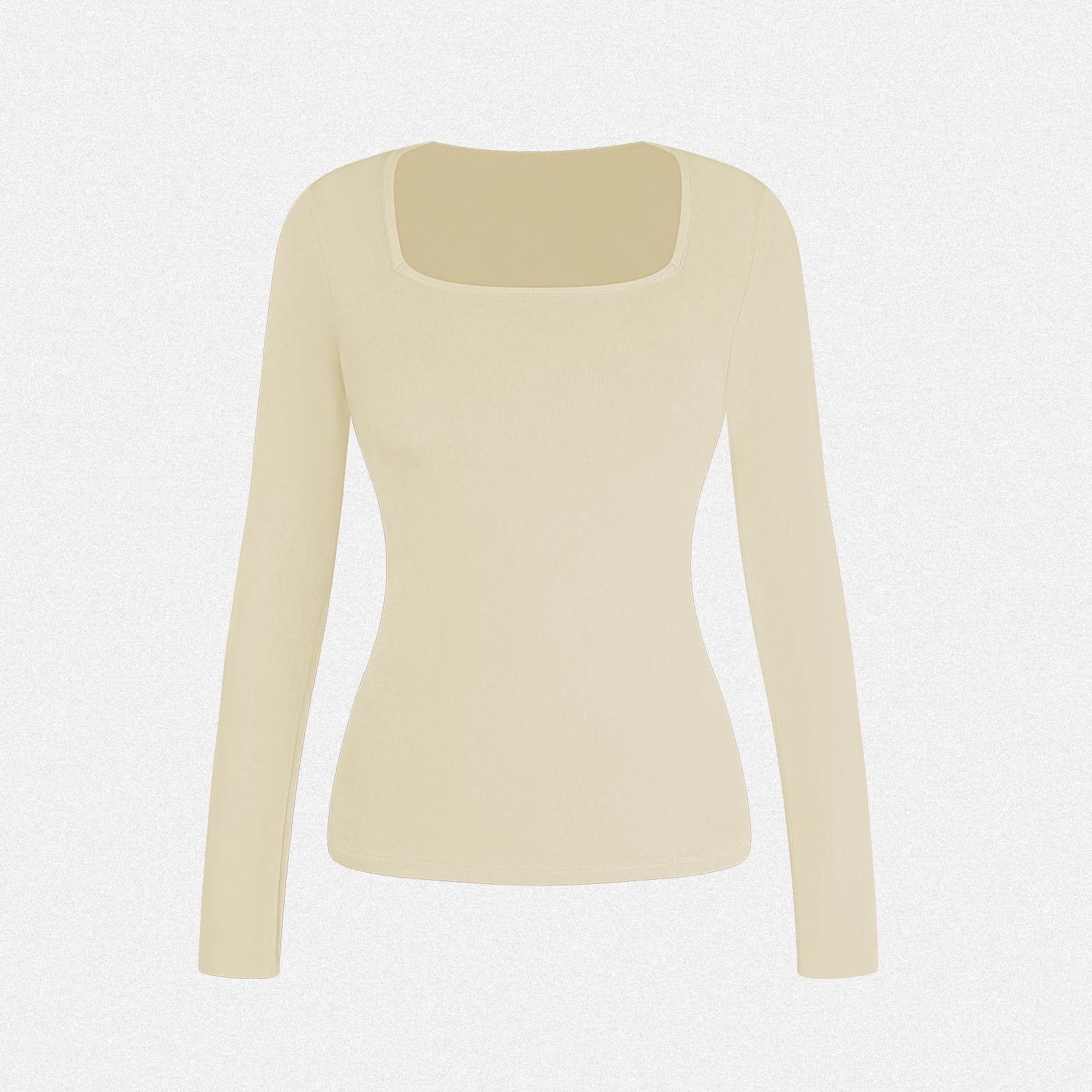 Shaperin Long Sleeve Square Neck Basic Slim Fit Top