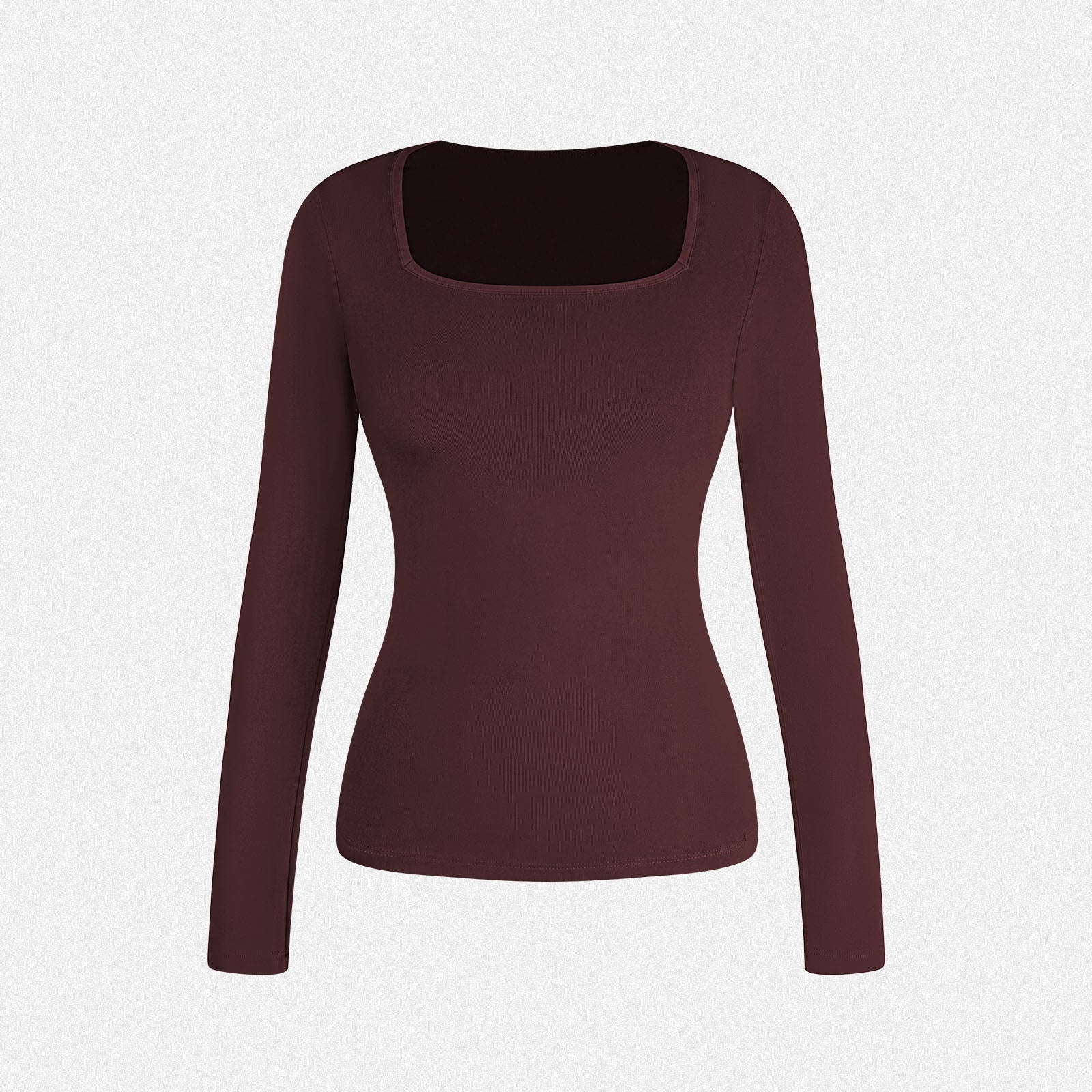 Shaperin Long Sleeve Square Neck Basic Slim Fit Top