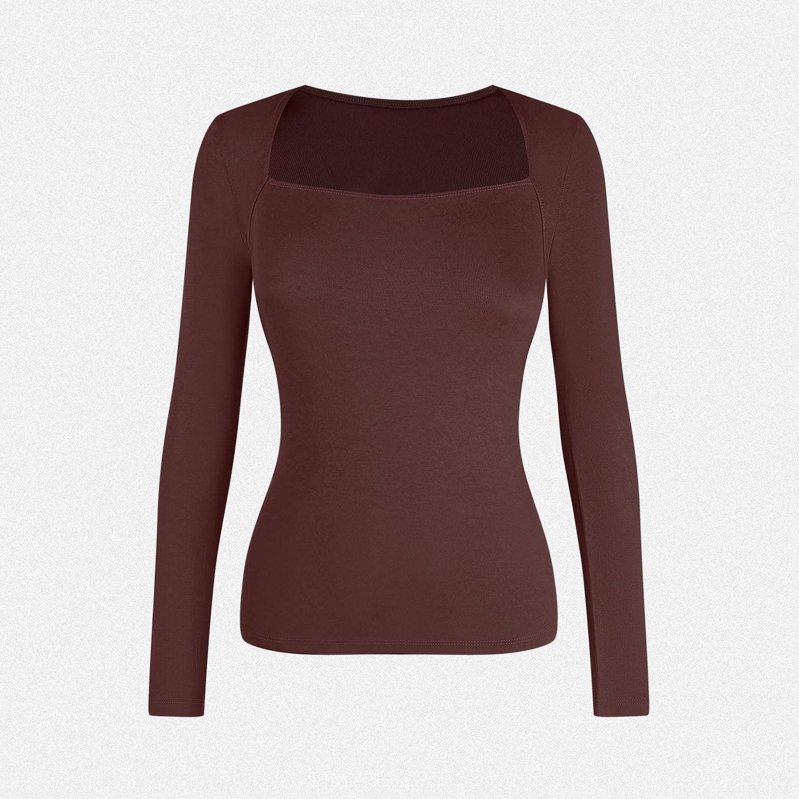 Shaperin Long Sleeve Square Neck Tops Y2K Slim Fit Shirt