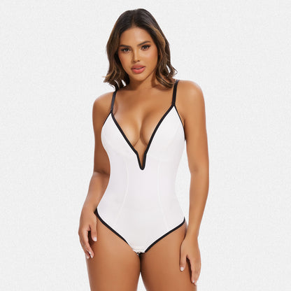 Shaperin Shapewear Bodysuit Deep V Neck Thong