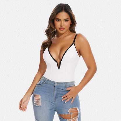 Shaperin Shapewear Bodysuit Deep V Neck Thong