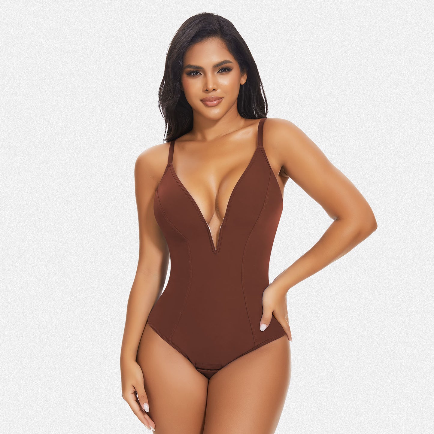 Shaperin Shapewear Bodysuit Deep V Neck Thong