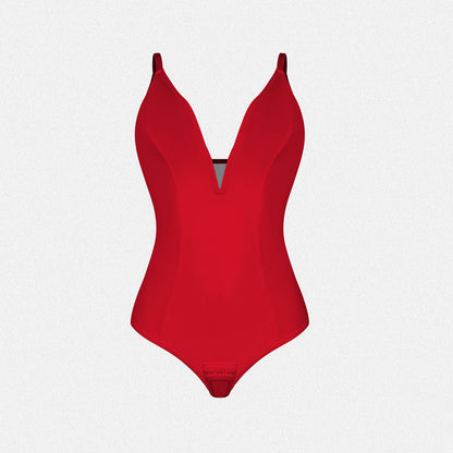 Shaperin Shapewear Bodysuit Deep V Neck Thong
