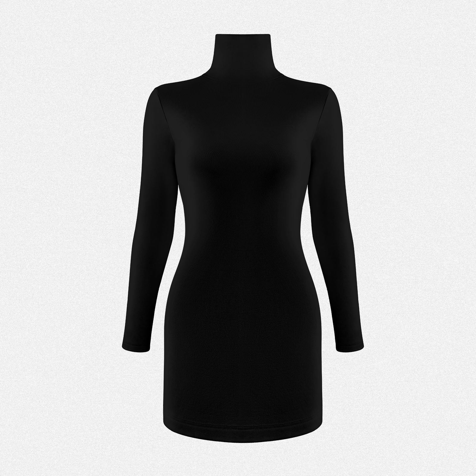 Shaperin High Turtleneck Fleece Lined Ribbed Long Sleeve Bodycon Dress