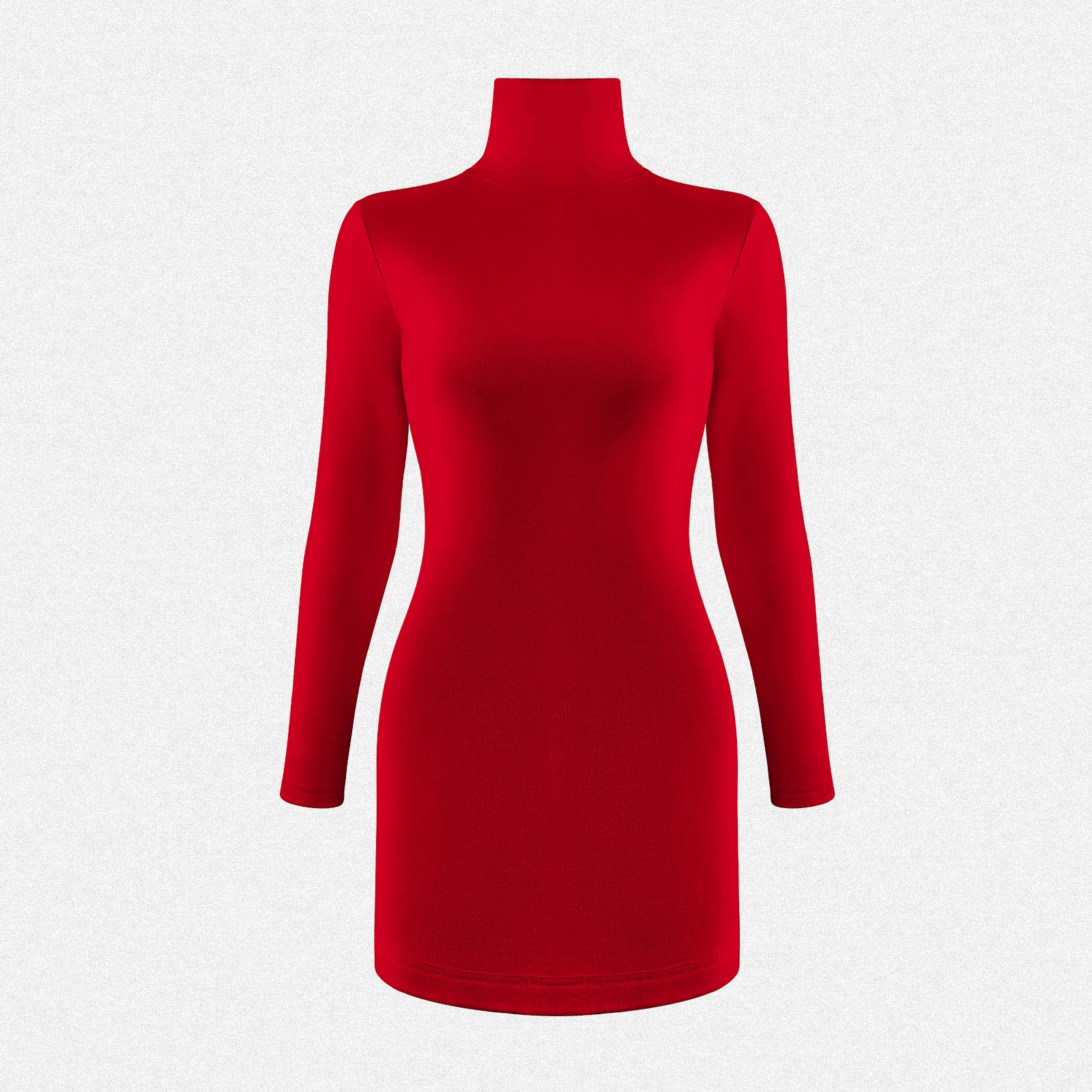 Shaperin High Turtleneck Fleece Lined Ribbed Long Sleeve Bodycon Dress